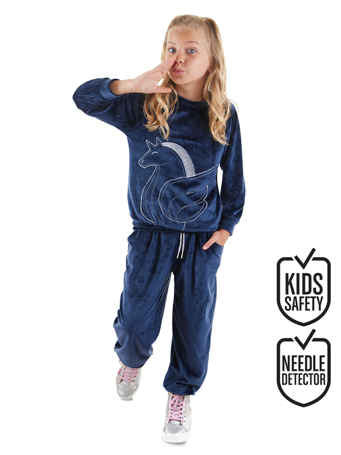 Silver Unicorn Girl Velvet Tracksuit - 1