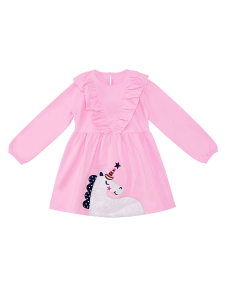 Simli Unicorn Kız Çocuk Pembe Elbise - 3