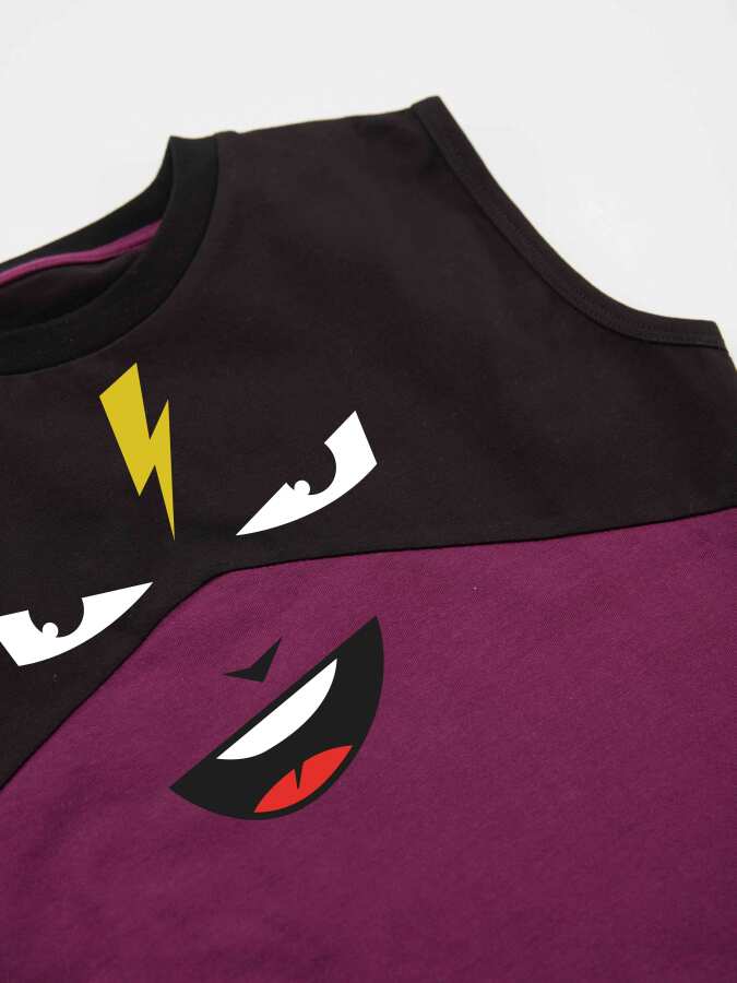 Şimşek Maske Erkek Çocuk T-shirt Kapri Şort akım - 7