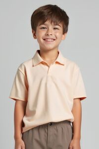 Sinor Taş Rengi Pamuklu Polo Erkek Çocuk Tshirt - 1