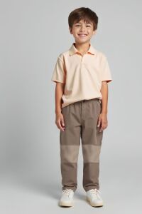 Sinor Taş Rengi Pamuklu Polo Erkek Çocuk Tshirt - 2