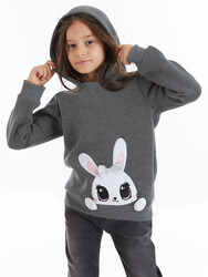 Şirin Tavşan Kız Çocuk Sweatshirt - Thumbnail