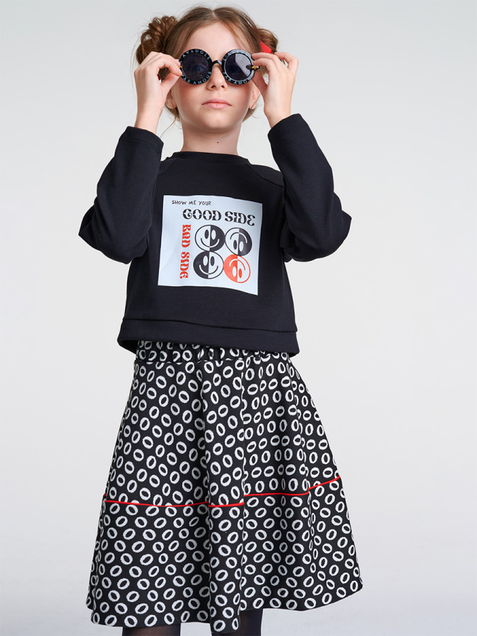 Siyah Beyaz Etek Blüz Takım - 1