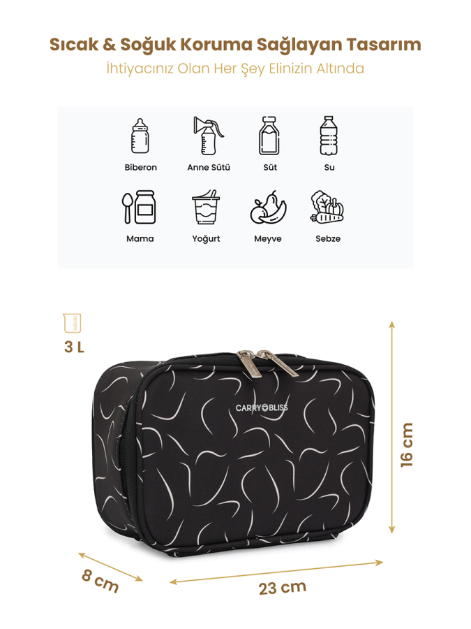 Siyah Dalga ThermaPouch Mama-Atıştırmalık Çantası - 2