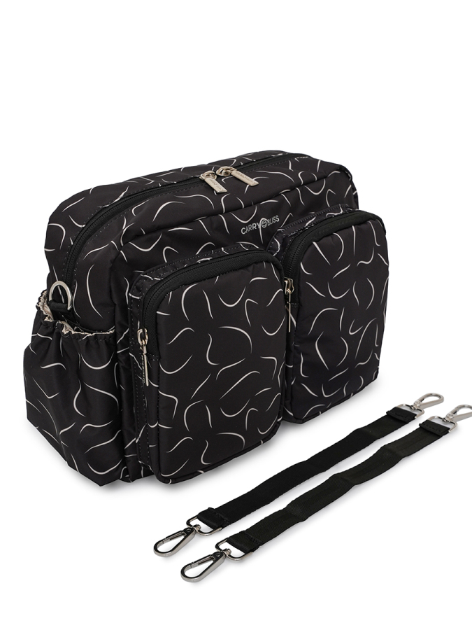 Siyah Dalgalı DuoPack Çok Gözlü Anne Bebek Çantası - 5