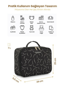 Siyah Dalgalı TidyPack Bebek Bez Düzenleme Çantası - 2