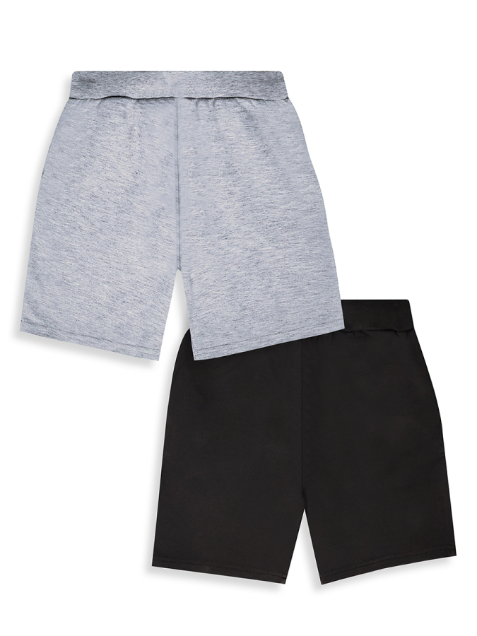 Erkek Çocuk Şort 2'li Paket Siyah Şort Gri Şort - 5