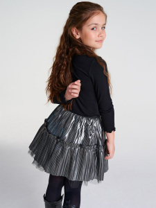 Siyah Gümüş Işıktı Etek Blüz Takım - 2