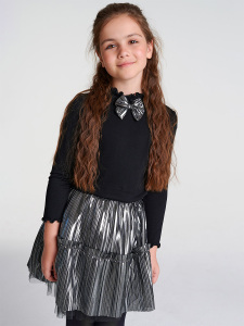 Siyah Gümüş Işıktı Etek Blüz Takım - 3