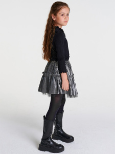 Siyah Gümüş Işıktı Etek Blüz Takım - 4