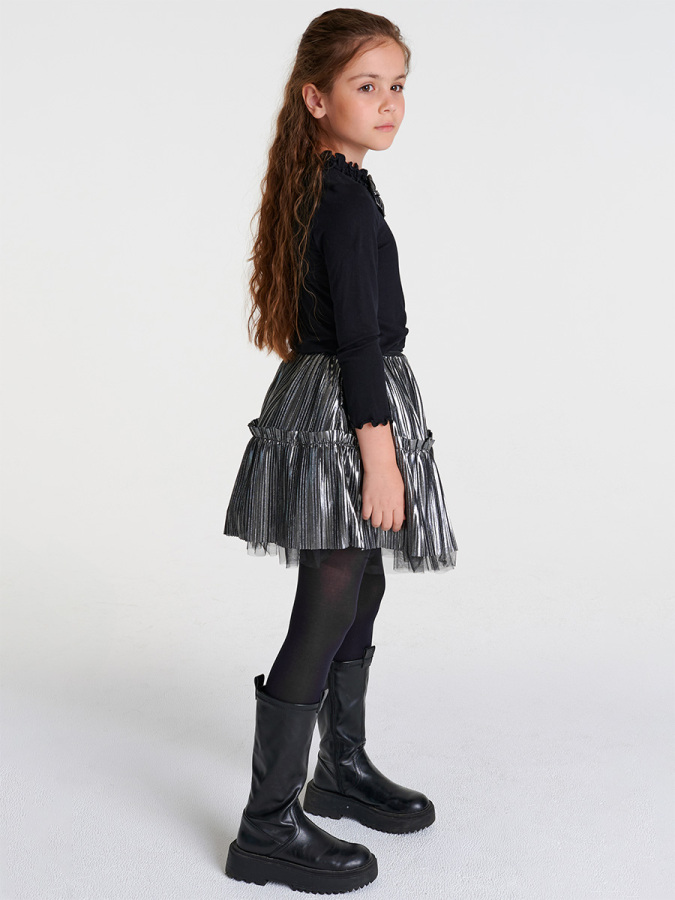 Siyah Gümüş Işıktı Etek Blüz Takım - 4