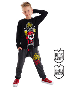 Siyah Kaykay Erkek Çocuk T-shirt Pantolon Takım - MSHB&G