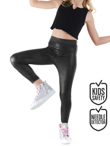 Siyah Kız Çocuk Disko Parlak Tayt - Denokids