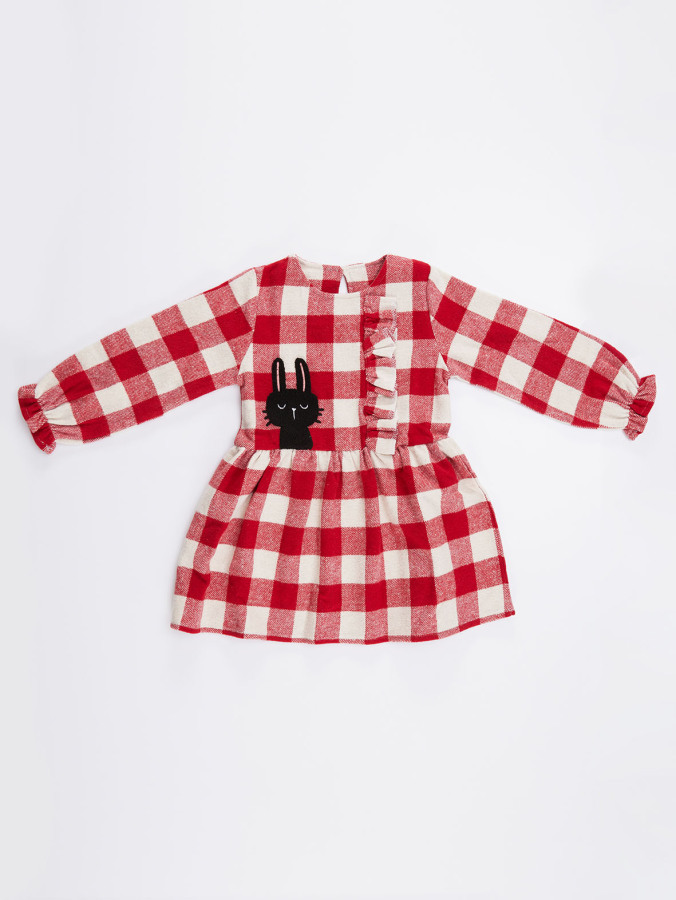 Bunny Plaid Girl Dress - 3