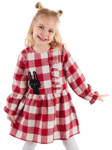 Bunny Plaid Girl Dress - Denokids