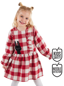 Bunny Plaid Girl Dress - Denokids