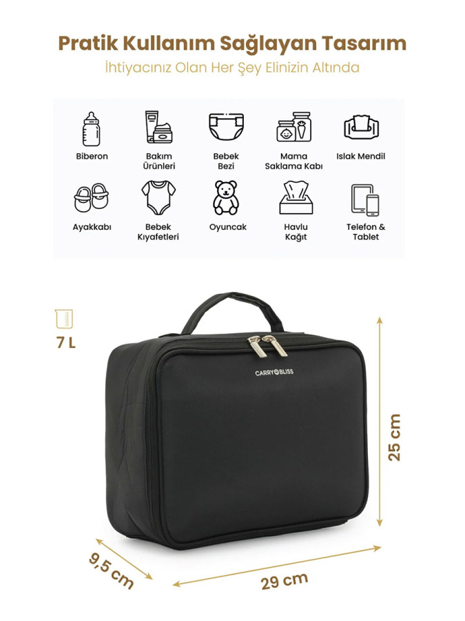 Siyah TidyPack Bebek Bez Düzenleme Çantası - 2