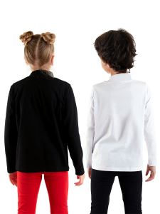 Unisex Çocuk Pamuklu Siyah-Beyaz Uzun Kollu 2'li Paket T-Shirt 4-8 Yaş - 2