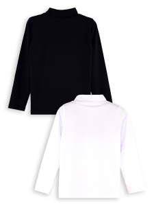 Unisex Çocuk Pamuklu Siyah-Beyaz Uzun Kollu 2'li Paket T-Shirt 4-8 Yaş - 4