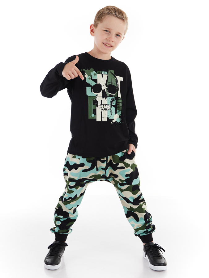 Skate Kamuflaj Erkek Çocuk T-shirt Pantolon Takım - 1