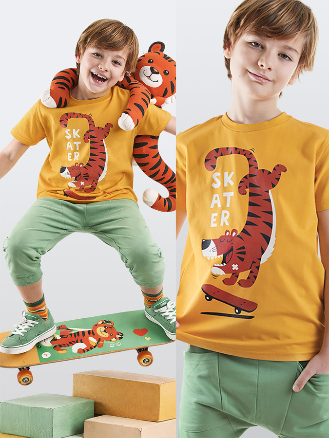 Skater Boy T-shirt&Capri Shorts Set - 1