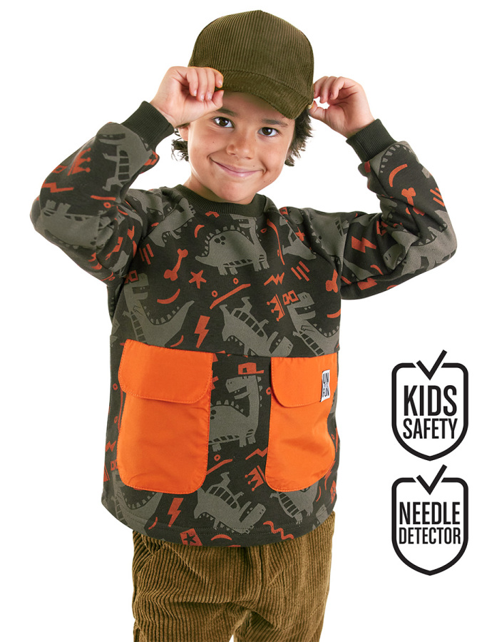 Skater Dino Boy Brown Sweatshirt - 1