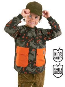 Skater Dino Boy Brown Sweatshirt - Denokids