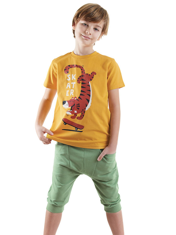Skater Erkek Çocuk T-shirt Kapri Şort Takım - 1
