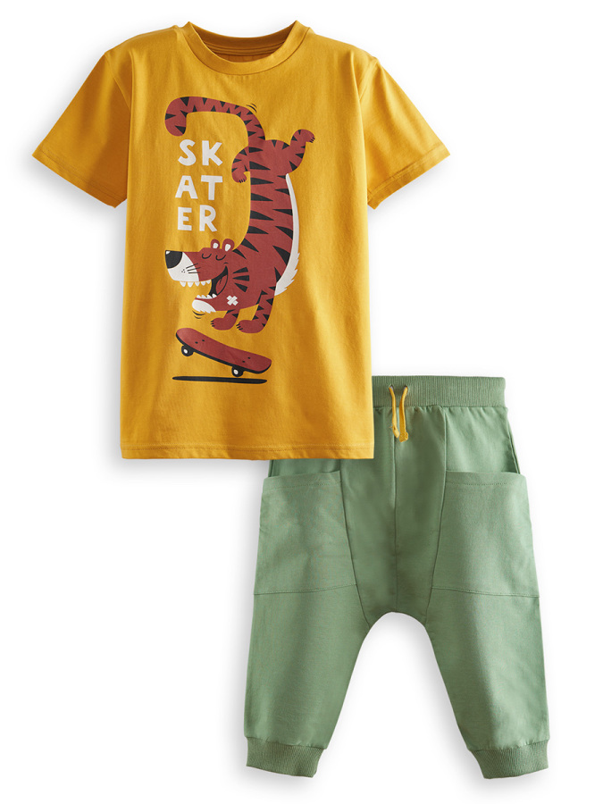 Skater Erkek Çocuk T-shirt Kapri Şort Takım - 3