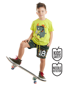 Skater Hippo Boy T-shirt&Shorts Set - Denokids