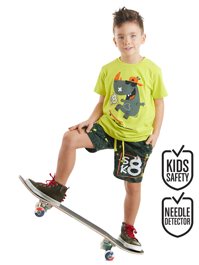 Skater Hippo Boy T-shirt&Shorts Set - 1