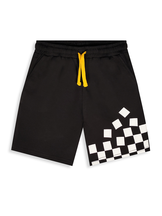 Erkek Çocuk Takım Gülen Yüz Baskılı %100 Pamuk T-Shirt Siyah Şort Yazlık Takım - 9