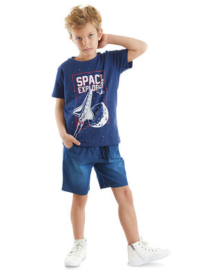 Space Erkek Çocuk T-shirt Denim Şort Takım