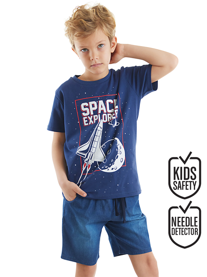 Space Erkek Çocuk T-shirt Denim Şort Takım - 1