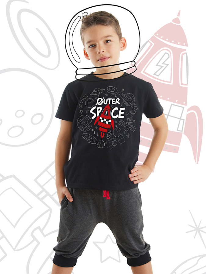 Space Rocket Boy T-shirt&Capri Pants Set - 1