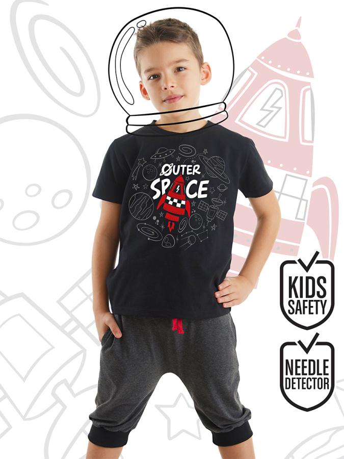 Space Rocket Boy T-shirt&Capri Pants Set - 1