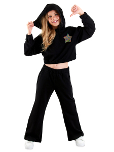 Star Girl Crop-Top Black Tracksuit - 1