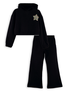 Star Girl Crop-Top Black Tracksuit - 3