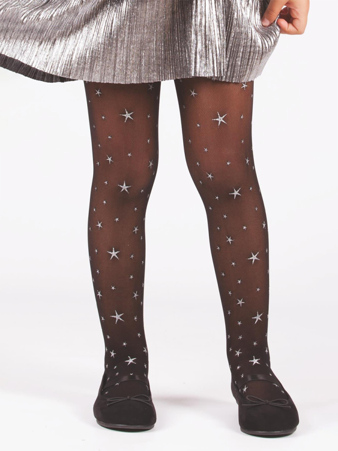 Star Glitter Black Tights Stockings - 1