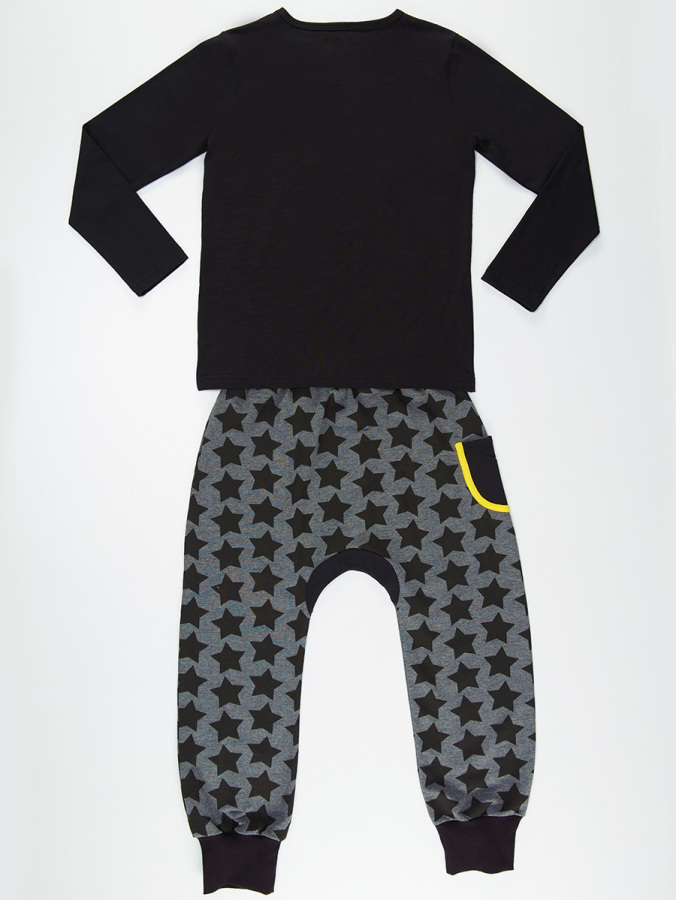 Star Rock Grey Black Boy Pants Set - 4