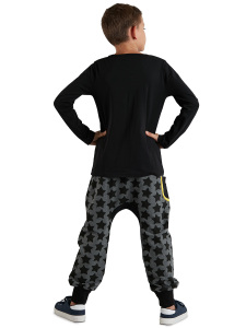 Star Rock Grey Black Boy Pants Set - 2