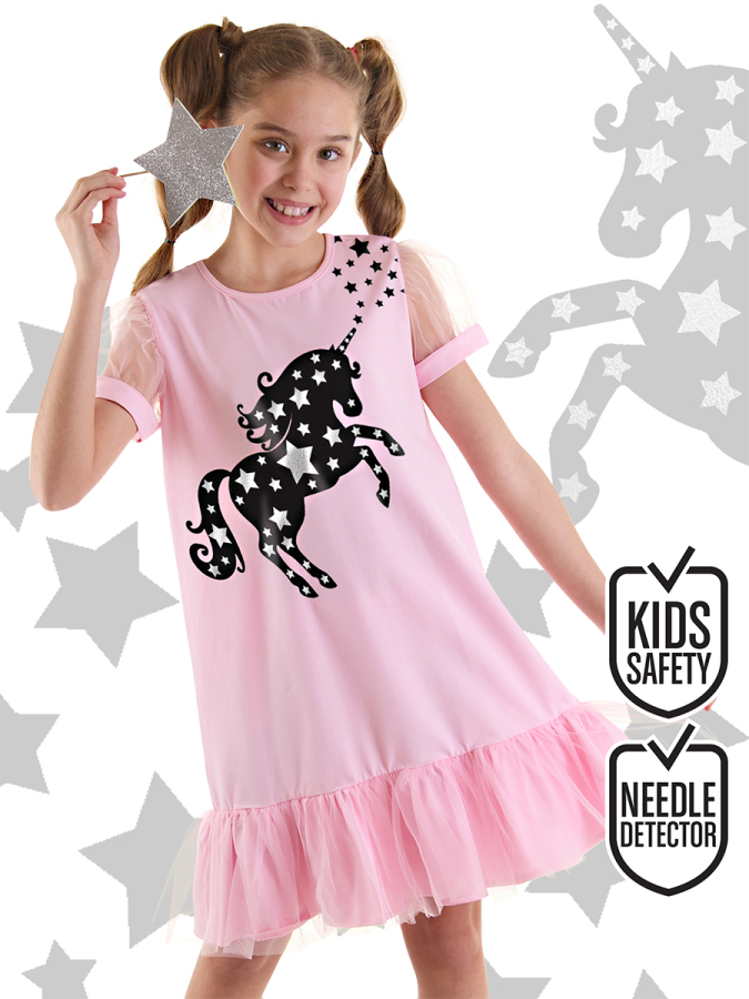 Stars&Unicorn Girl Pink Tulle Dress - 1