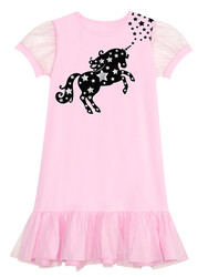 Stars&Unicorn Girl Pink Tulle Dress - Thumbnail