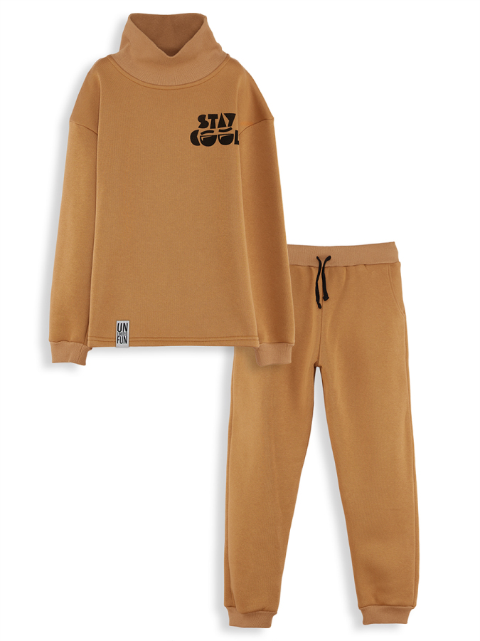 Stay Cool Oversize Erkek Çocuk Hardal Eşofman Takım - 3