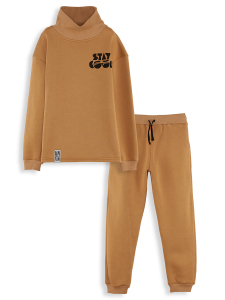 Stay Cool Oversize Erkek Çocuk Hardal Eşofman Takım - 3