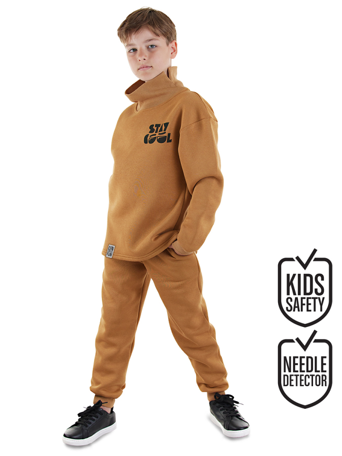 Stay Cool Oversize Erkek Çocuk Hardal Eşofman Takım - 1