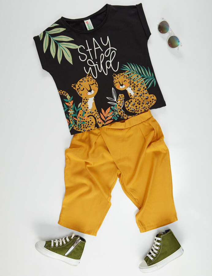 Stay Leo Kız Çocuk T-shirt Kapri Pantolon Takım - 4