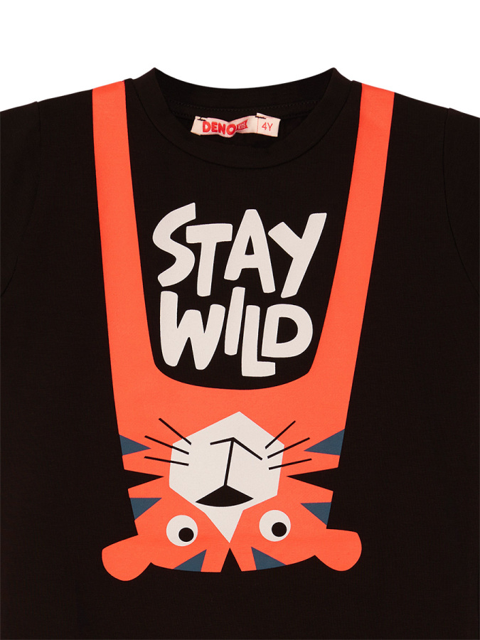 Stay Wild Erkek Çocuk Yazlık T-Shirt Kapri Şort Takım - 9