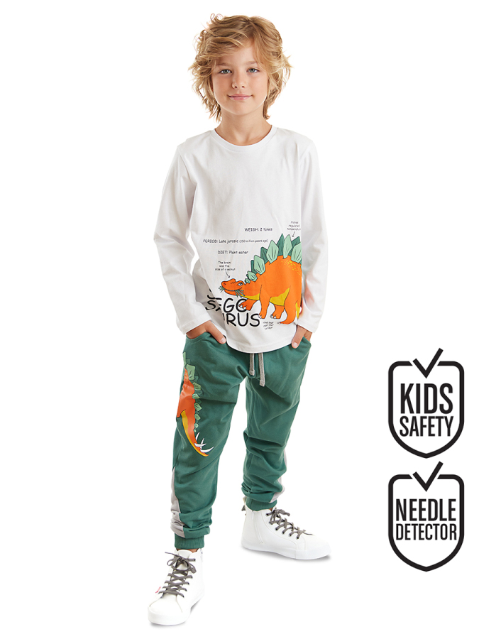 Stegosaurus Erkek Çocuk Uzun Kollu T-shirt Pantolon Takım - 1