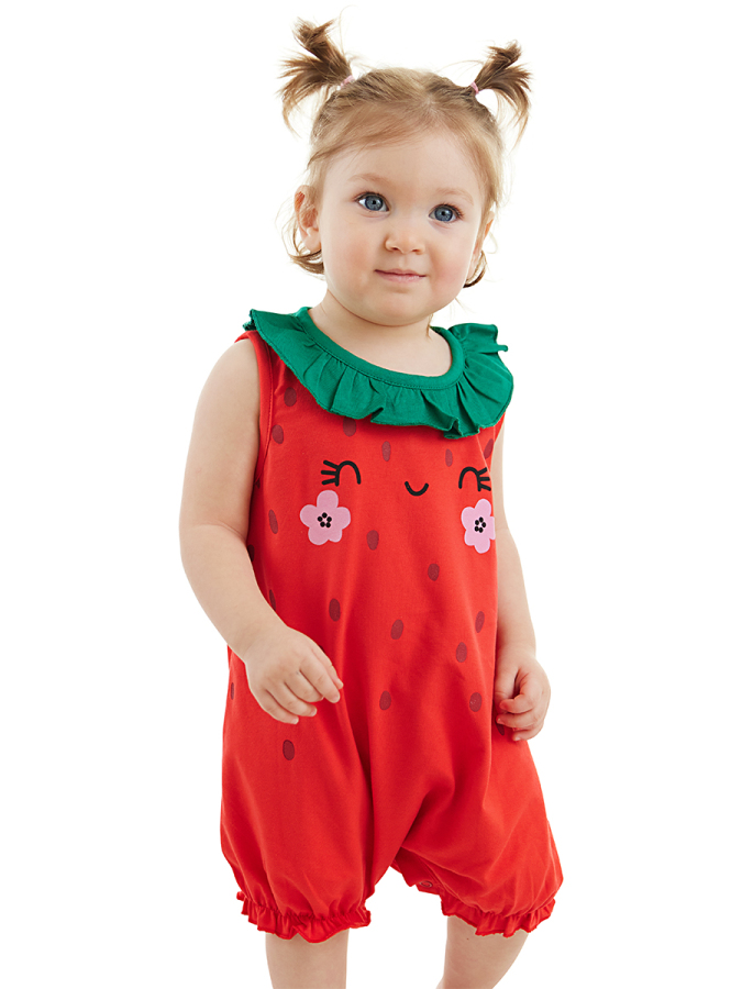 Strawberry Baby Girl Cotton Romper - 1